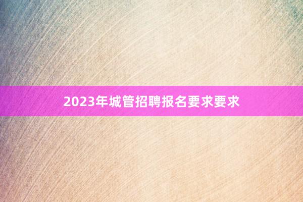 2023年城管招聘报名要求要求