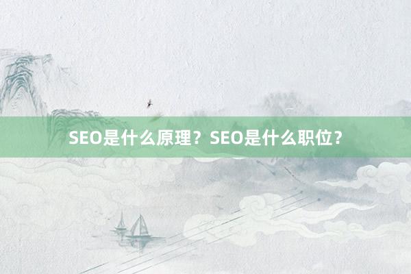 SEO是什么原理？SEO是什么职位？