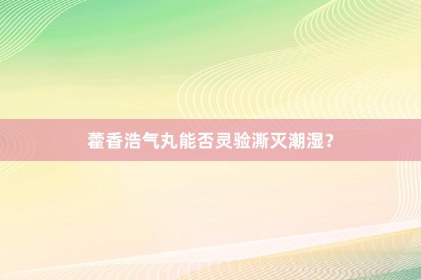 藿香浩气丸能否灵验澌灭潮湿？