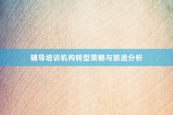 辅导培训机构转型策略与旅途分析